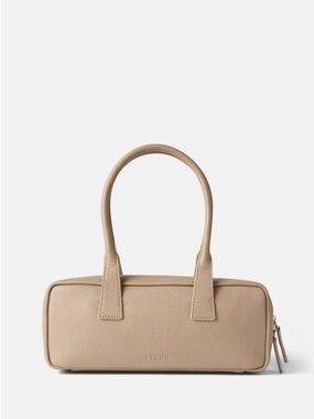 STAUD ‘Dude’ Leather Shoulder Bag in Taupe Beige
